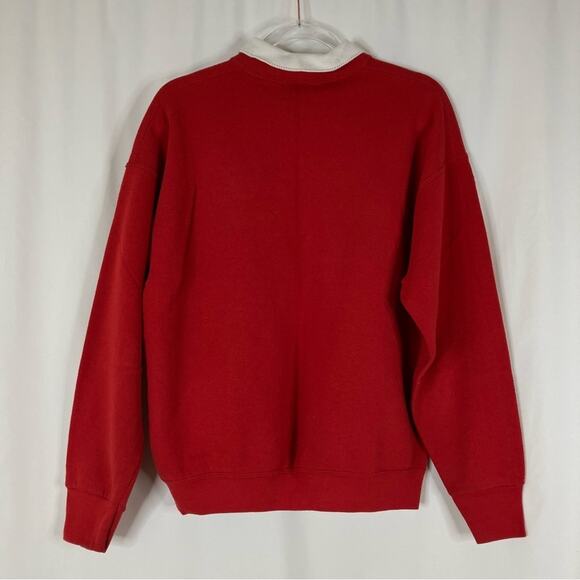 Pegi Goff Vintage Red Reindeer Collared Sweatshirt Pullover Sweater Womens Large - Picture 5 of 5